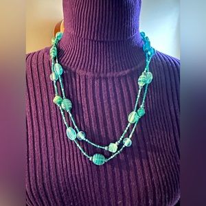 Turquoise/teal bead and stone necklace
